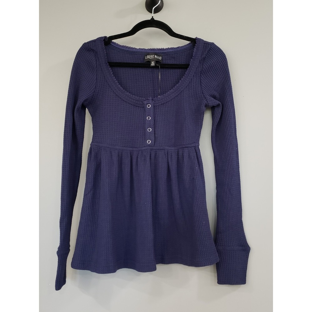 NEW CURRENT MOOD XS WAFFLE KNIT TWILIGHT BELLA SWAN BLUE LONG SLEEVE SHIRT - Picture 4 of 5
